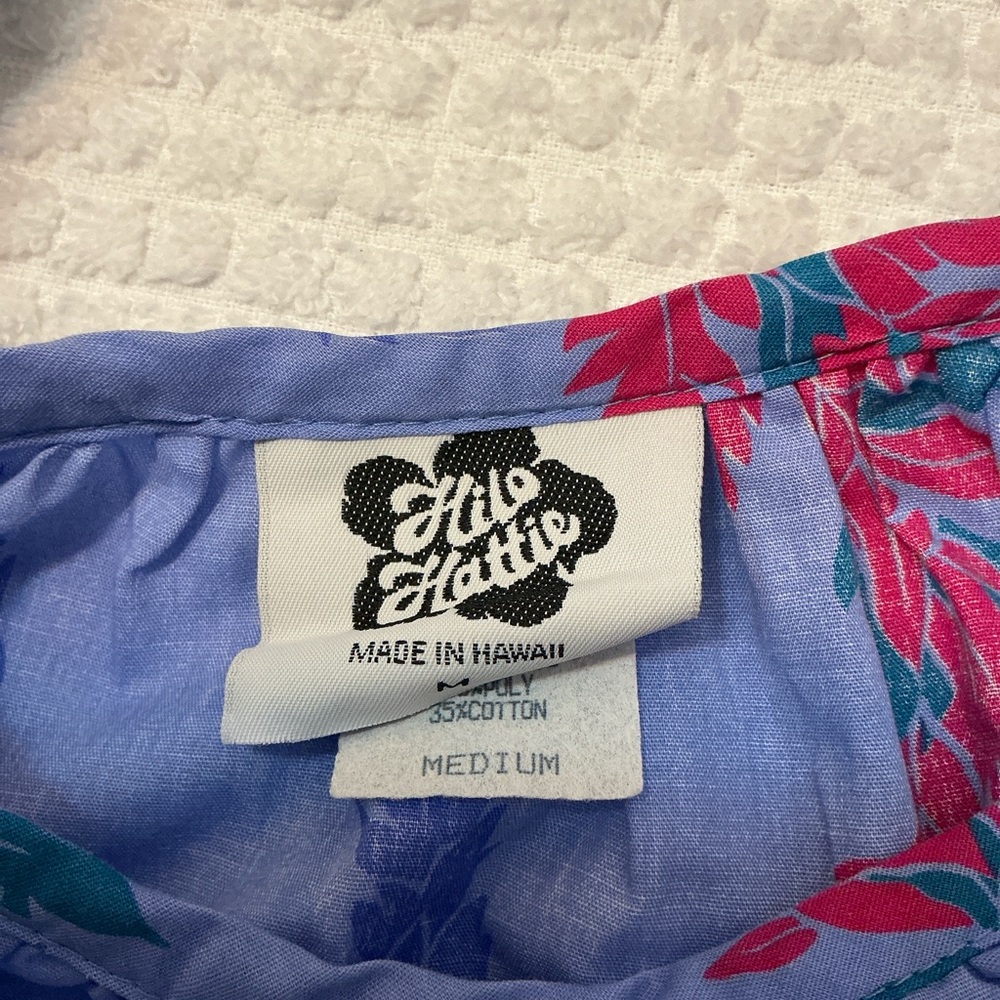 Hilo Hattie Light Blue Floral Rayon Muumuu with Pink & Green Accents - Picture 8 of 9